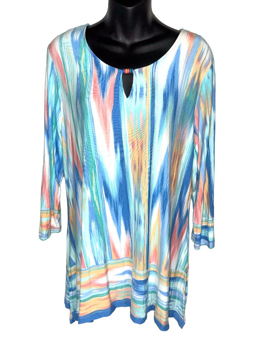 Ruby Rd. Women's Medium Abstract Multicolor 3/4 Sleeve Stretch Tunic Top M